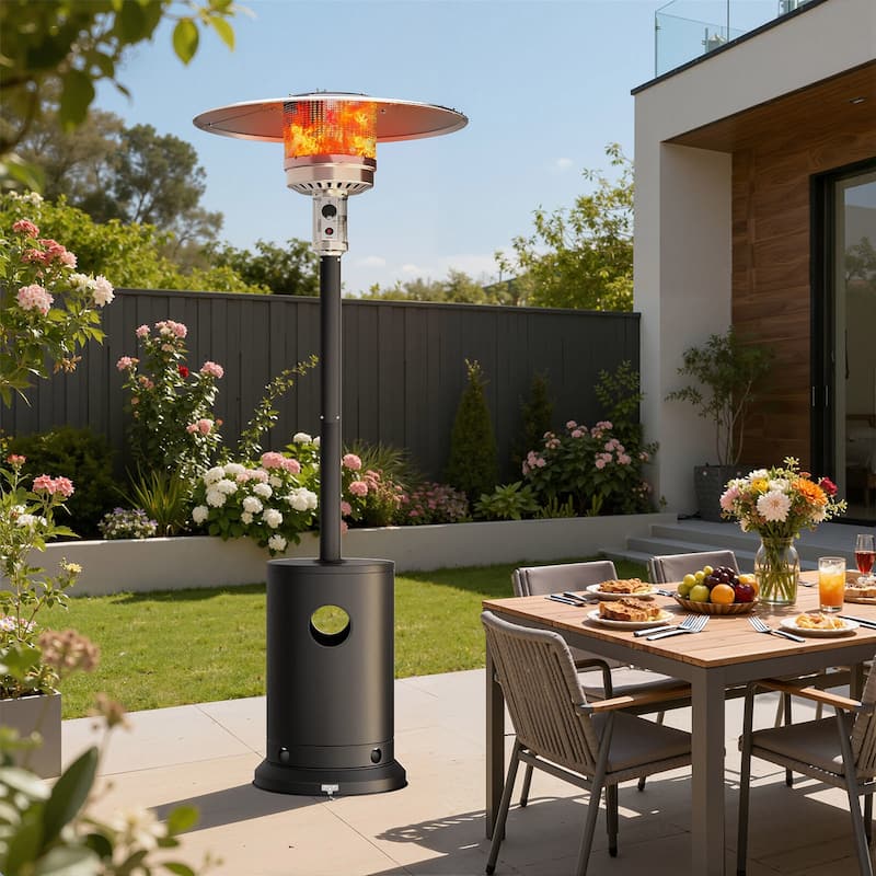 Upgraded 50,000 BTU Stainless Steel Propane Gas Outdoor Patio Heater - Black