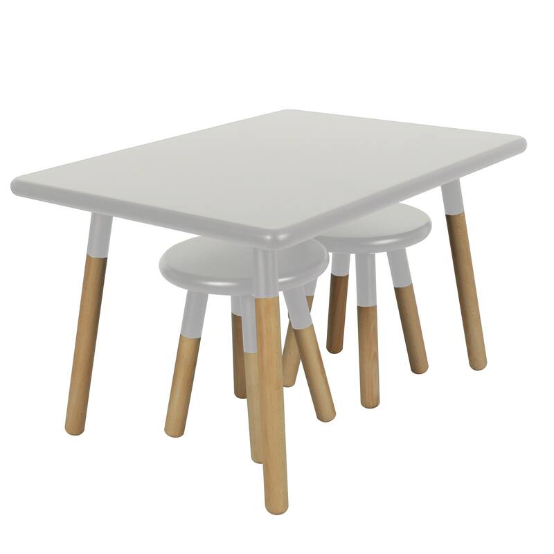 Kids Gray Wood Table and Stool Set