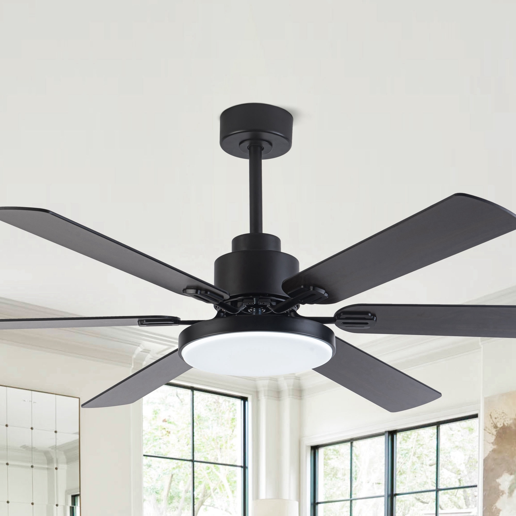 Ceiling fan black with pull switch 3-light - Mistral Vidro