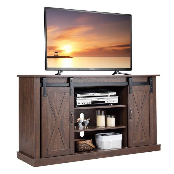 Shop Costway Tv Stand Sliding Barn Door Media Center Console Cabinet On Sale Overstock 30316867