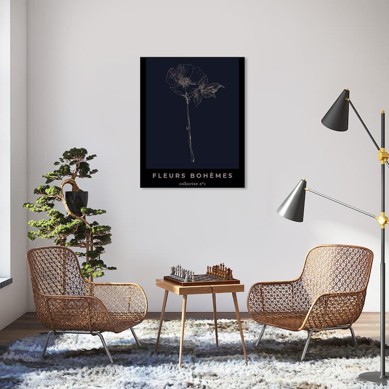 Wynwood Studio Canvas Floral and Botanical Fleurs Boheme Collection Black and French Country Wall Art Canvas Print - 30 x 36