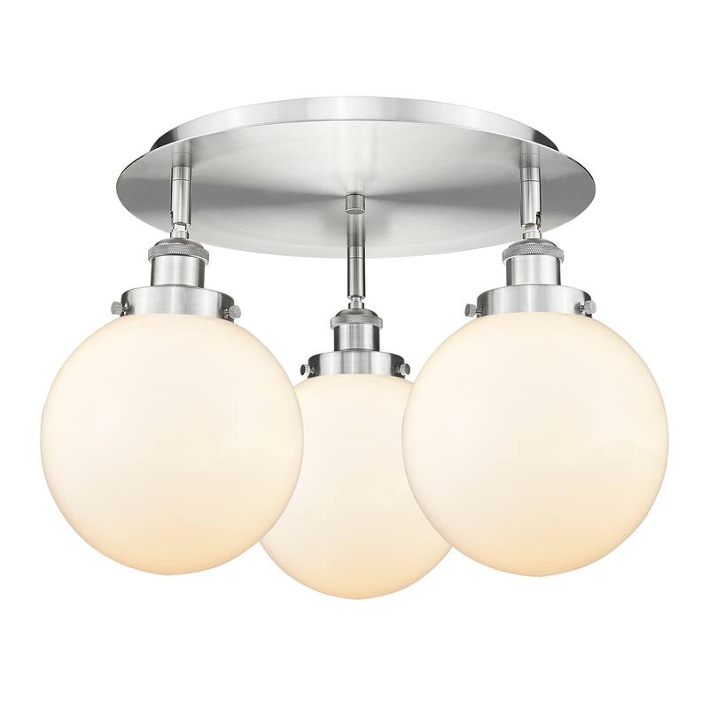 Innovations Lighting Canton - 3 Light 20" Flush Mount - Satin Nickel/Matte White