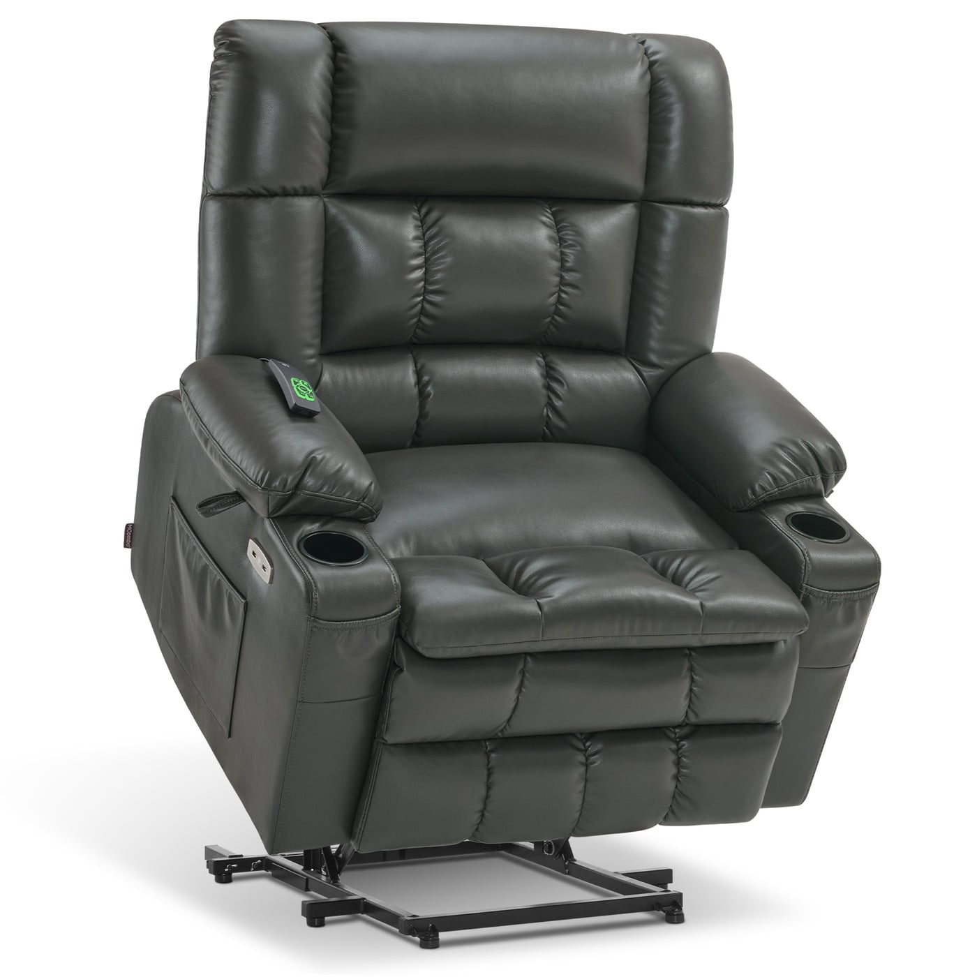 MCombo Dual Motor Power Lift Recliner Chair Sofa with Massage and Heat, Infinite Position, Faux Leather R7894 (Small Wide)