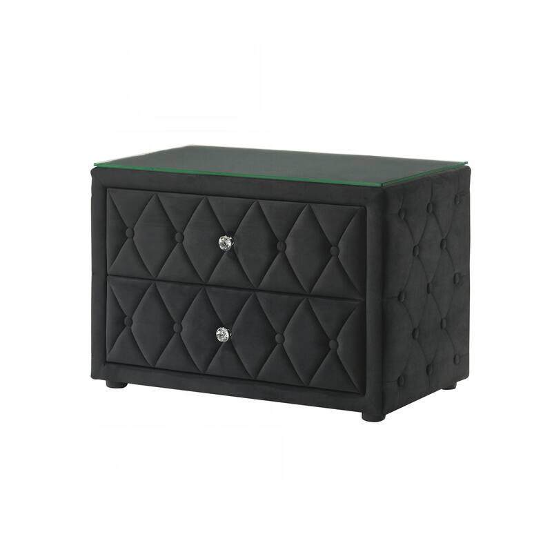 Luxurious Velvet Upholstered Nightstand with Stylish Design and Ample Storage