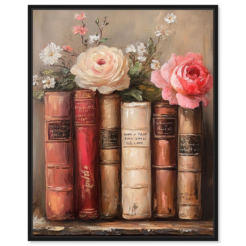 Bookshelf Bouquet III Canvas by Art Remedy