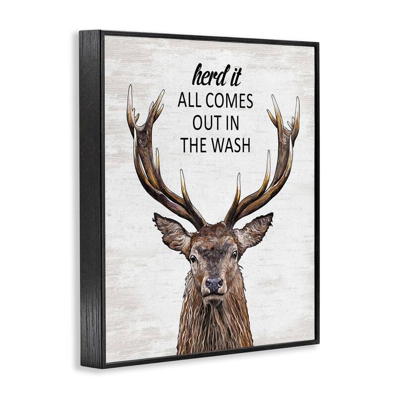 Stupell Laundry Deer Pun Framed Giclee Art Design By Lettered and Lined