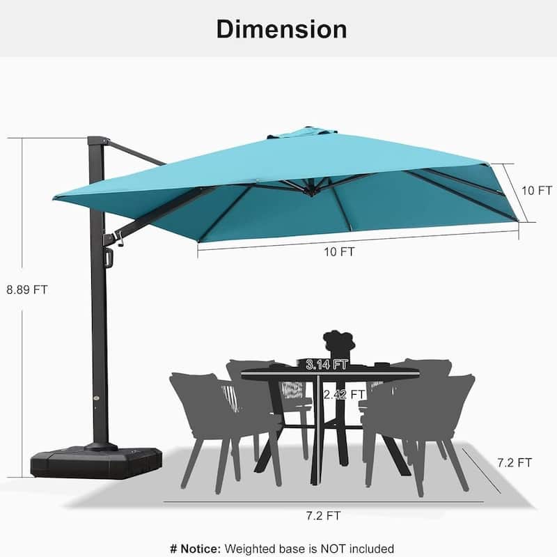 PURPLE LEAF Sturdy Heavy-duty Patio Cantilever Offset Umbrella with 360-degree Rotation