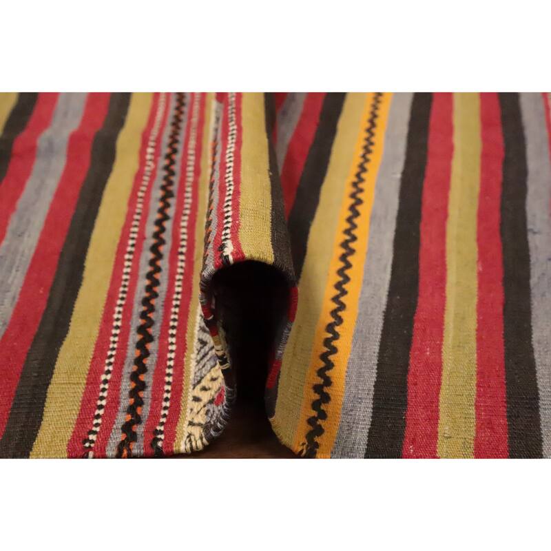 Hand Woven Oriental 100% Wool Carpet Southwestern Tribal Multi-Colored Kilim Area Rug - 8' 9'' X 5' 4''