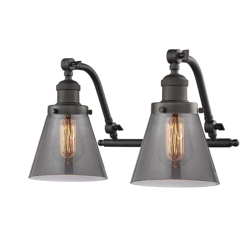 Innovations Lighting Small Cone 2 Light 18" Wide Bathroom Vanity Light - Oiled Rubbed Bronze / Smoked