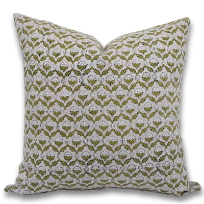 Fabdivine Floral Accent Pillow Cover for Farmhouse Sofa or Dining Décor Hand Block Print Fall Linen Cushioncase, Shehnaaz
