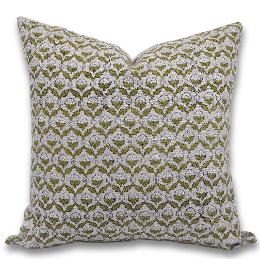 Fabdivine Floral Accent Pillow Cover for Farmhouse Sofa or Dining Décor Hand Block Print Fall Linen Cushioncase, Shehnaaz
