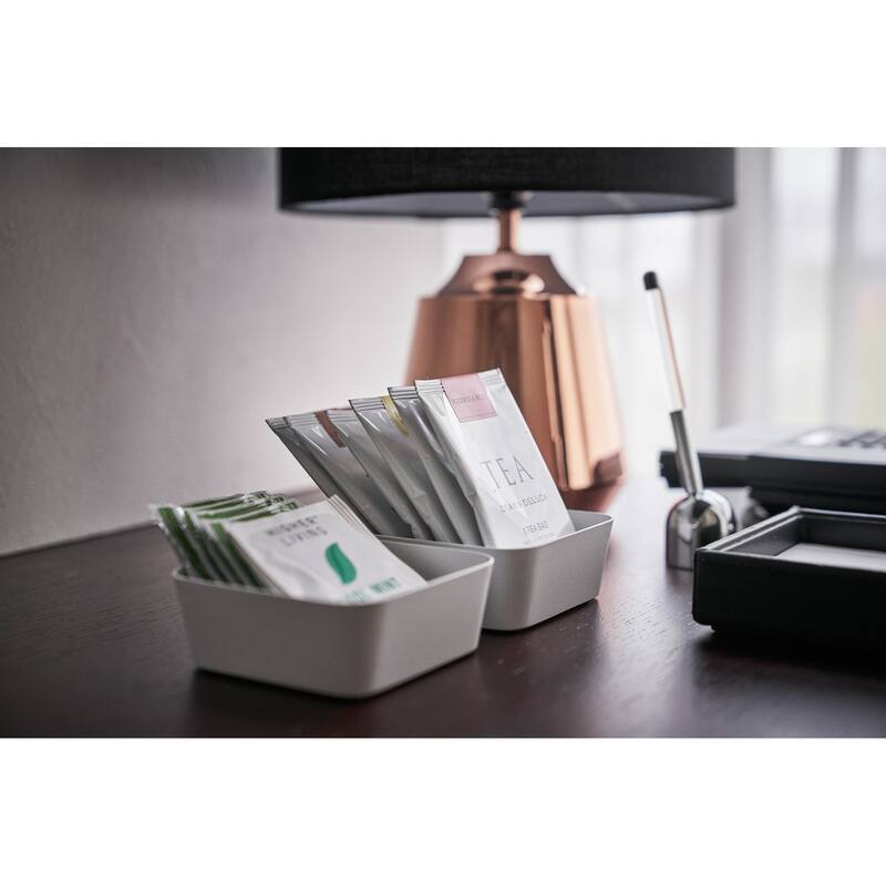 Yamazaki Home Vanity Tray - Flat - Two Sizes, Steel, 3.5" x 3.5" - L 3.54 x W 3.54 x H 1.57 inches