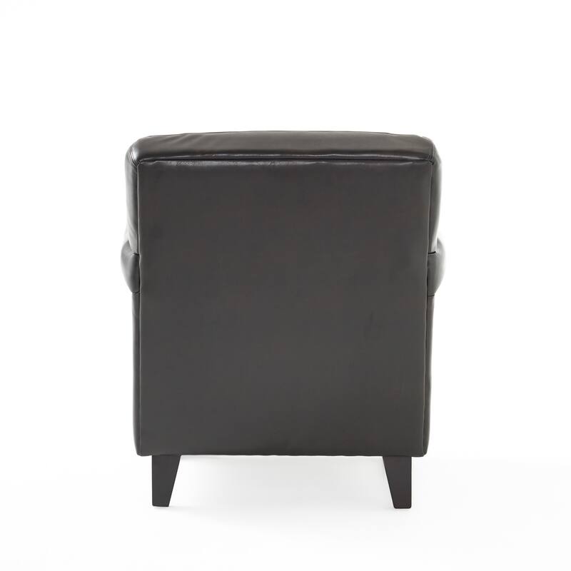 Veronica Tufted Brown Leather Club Chair by Christopher Knight Home