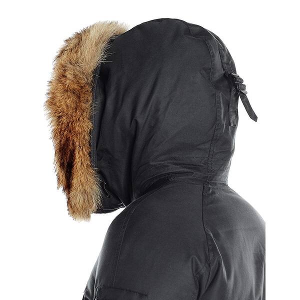 Spiewak Mens Jacket Deep Black Size Large L Parka Real Fur Full Zip Overstock