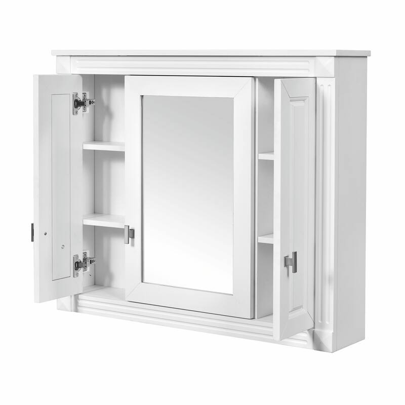 Wall-Mounted Medicine Cabinet with 4 Shelves, Mirrored Door Over-Toilet Storage