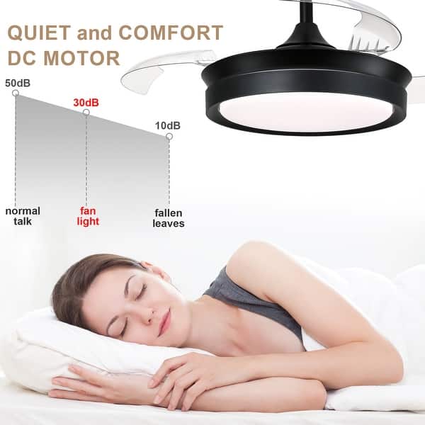 dimension image slide 4 of 8, Bella Depot 36" Modern Retractable Ceiling Fan with Dimmable Led Light, Remote and APP Control 6-Speed Reversible DC Motor