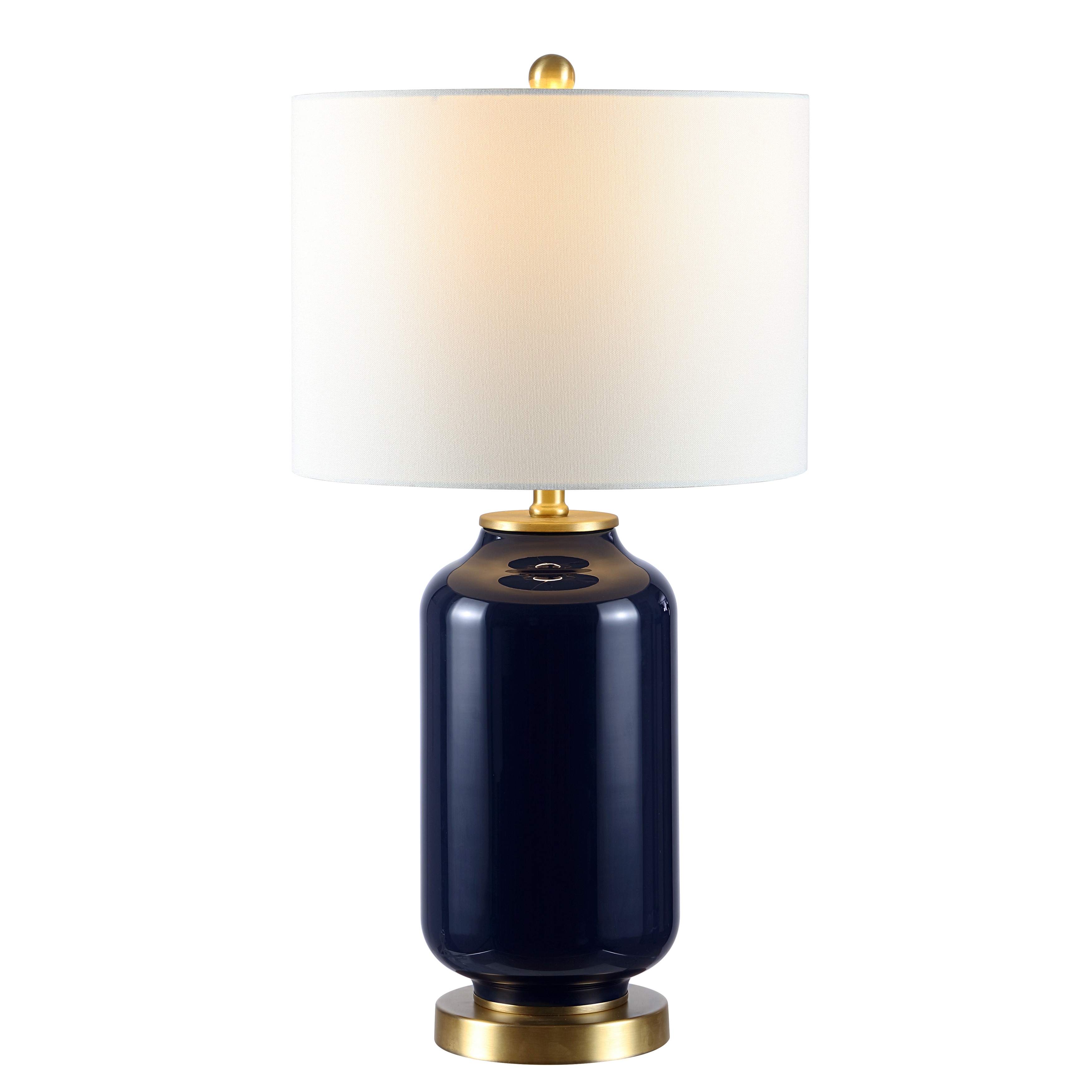 SAFAVIEH Lighting Amaia 26.5-Inch Glass Table Lamp, Navy - 14" x 14" x 26"