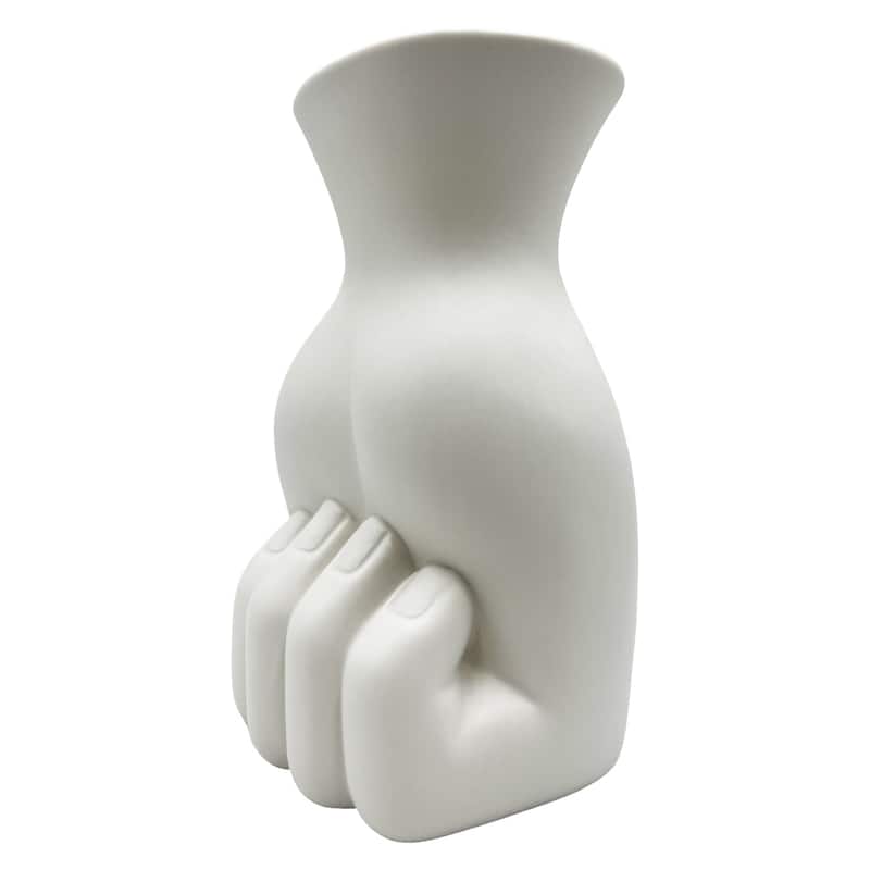 9 Inch Tall White Hand Ceramic Vase