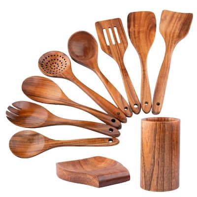 10 Piece Wooden Cooking Utensils Set
