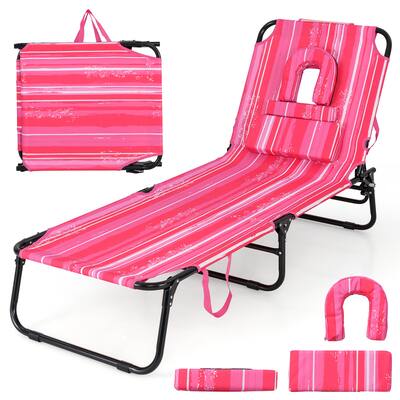Gymax Beach Chaise Lounge Chair w/ 5-Position Adjustable Backrest &