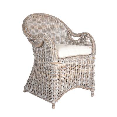 Cushioned Handwoven Rattan Armchair