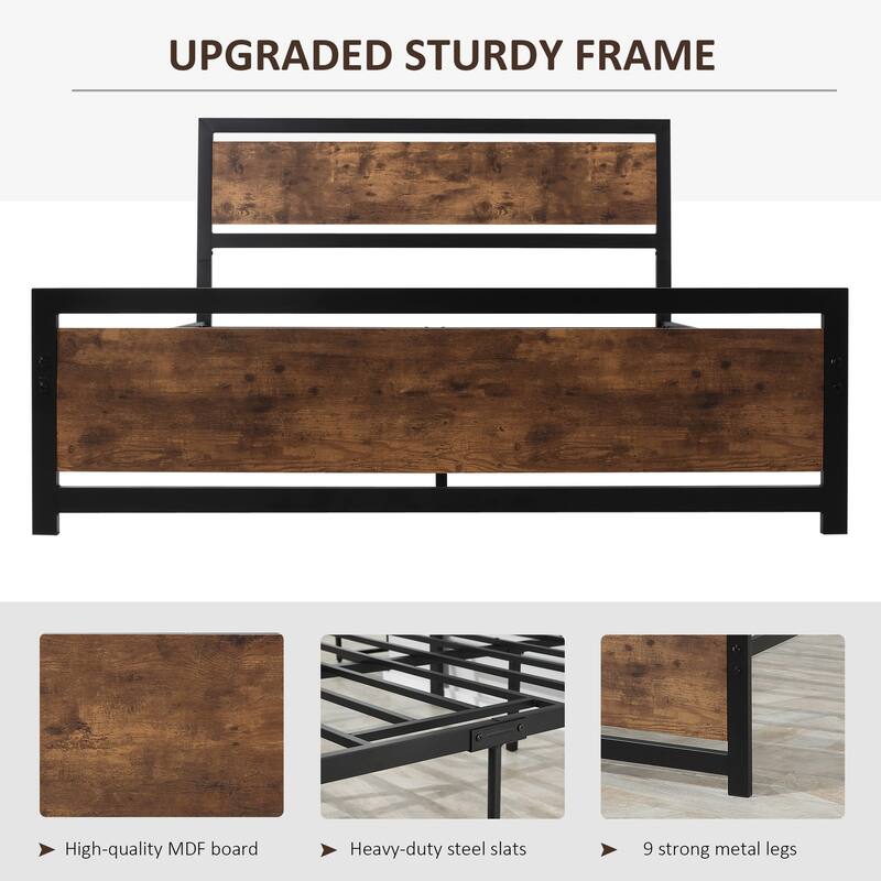 Metal Platform Bed with Strong Metal Slat Support,Headboard and Footboard
