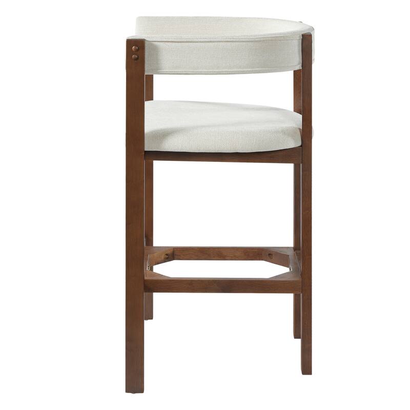 Christopher Knight Home - Julian Modern Upholstered Bar Stool Set with Curved Back and Solid Wood Frame for Dining Spaces