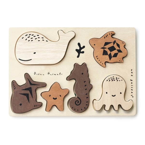 slide 2 of 5, Wee Gallery Wooden Tray Puzzle - Ocean Animals