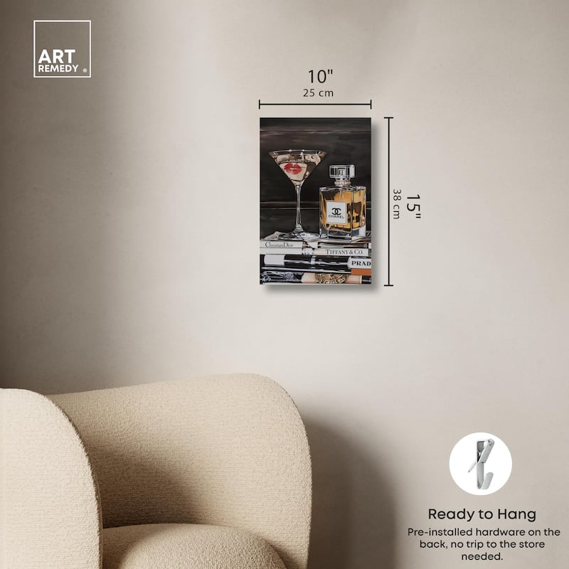 Martini Books Canvas by Art Remedy, Gallery Wrapped