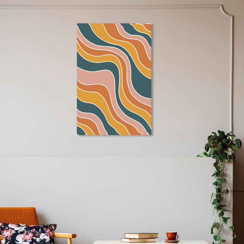 Wynwood Studio Canvas Abstract Fettuccini in Earth Tones Brown and Ochre Modern & Contemporary Wall Art Canvas Print