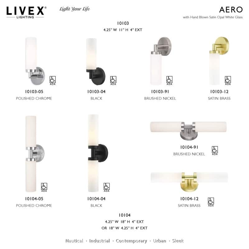 Livex Lighting 1-Light Cylindrical ADA Sconce, 10103-04 - 4.25" W x 11" H x 4" Ext.