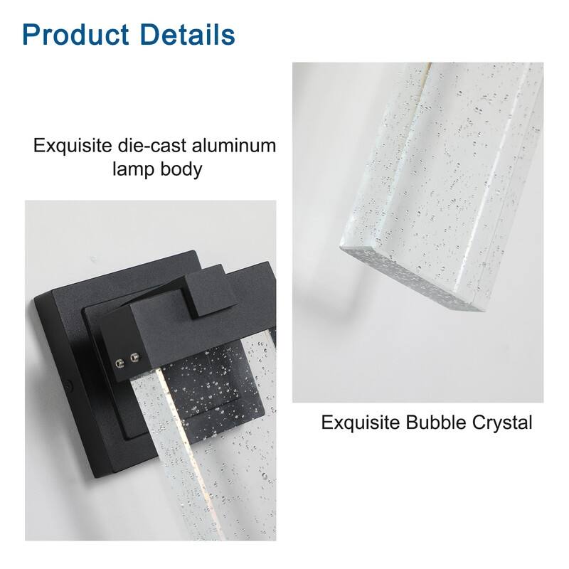 Outdoor LED Crystal Wall Sconce Waterproof Transparent Light (Set of 2)