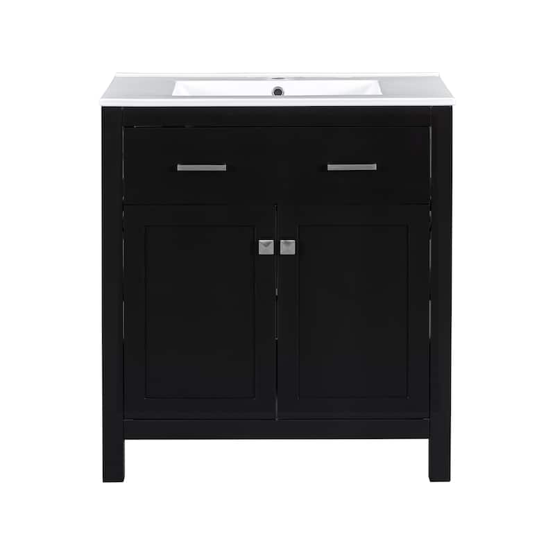 60"Bathroom Vanity Set with Double Vanities (Separate),Double Ceramic Sinks,Adjustable Shelf,Soft Close Doors and Flip Drawer