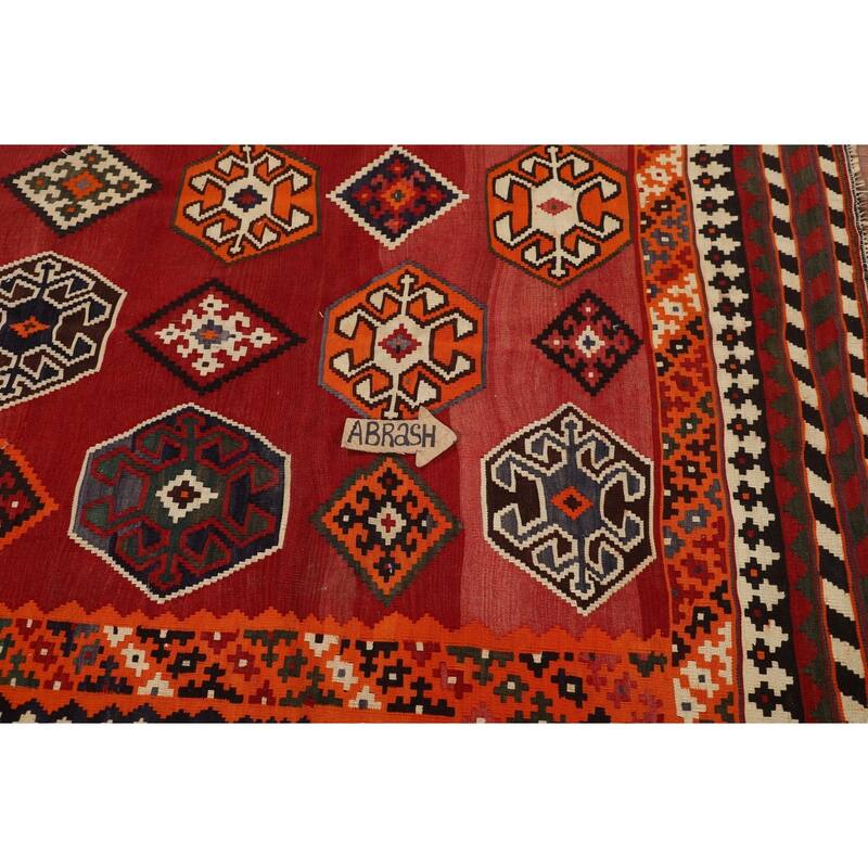 Kilim Qashqai Persian Vintage Area Rug Hand-Woven Bedroom Wool Carpet - 4'10"x 8'1"