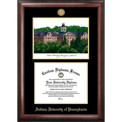 Indiana University of Pennsylvania 11w x 8.5h Gold Embossed Diploma Frame with Campus Images Lithograph