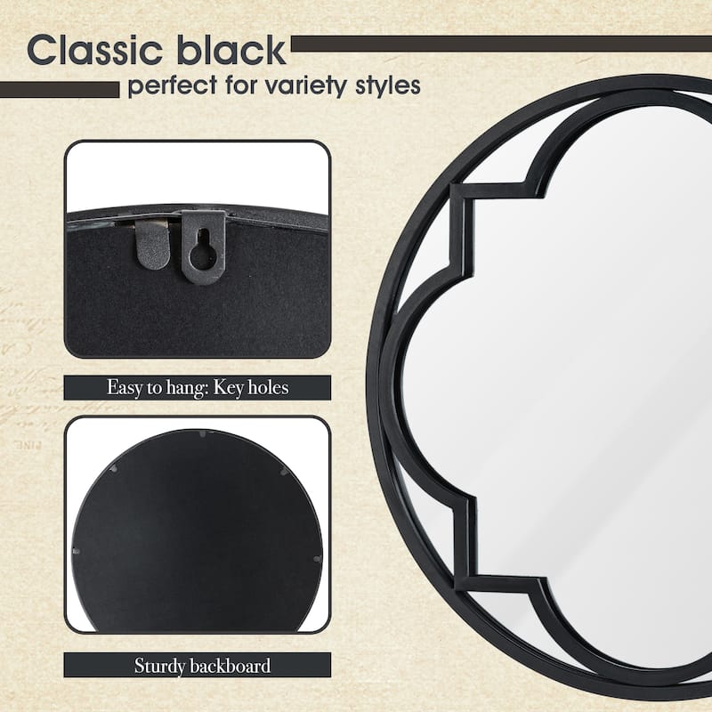 Glitzhome 24"D Modern Round Accent Decorative Wall Mirror Bathroom Vanity Decor