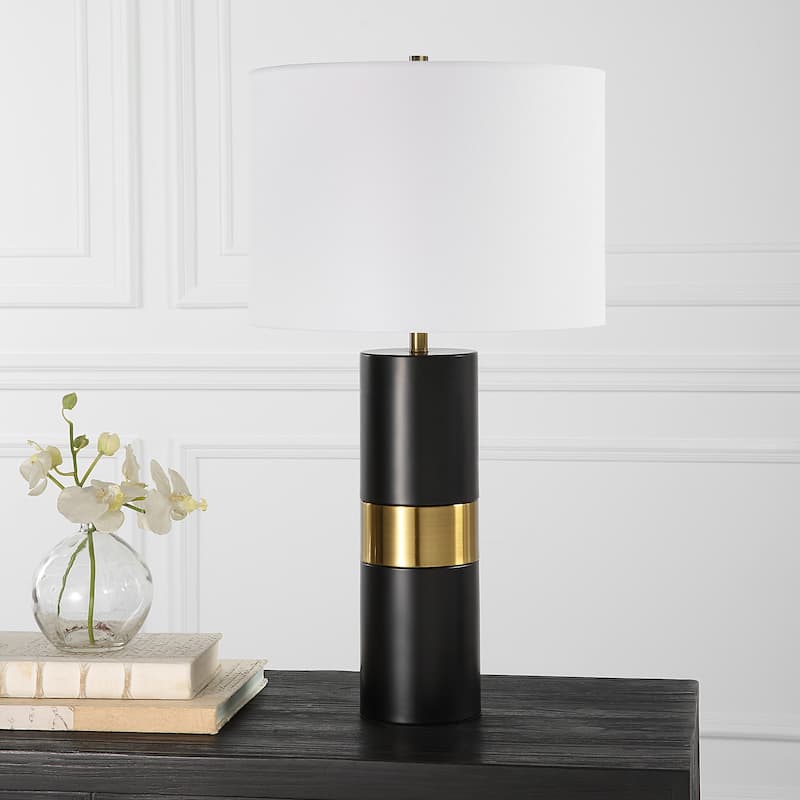 Round Metal Table Lamp - 14"W x 26.5"H x 14"D