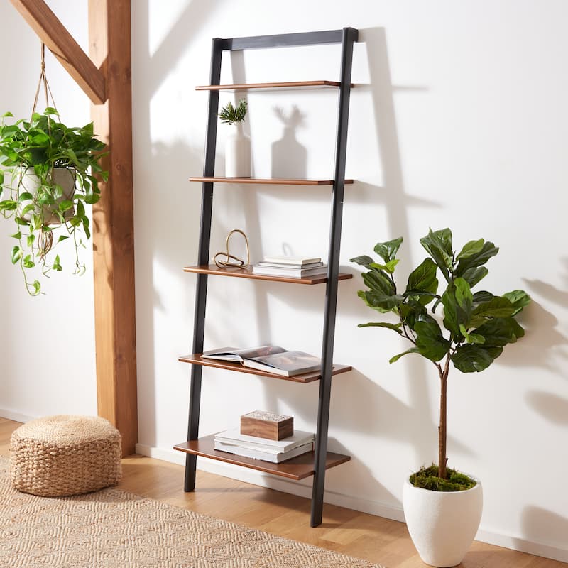 SAFAVIEH Vukica 5-Tier Leaning Etagere Bookcase - 27.6" W x 14" L x 76" H - 28Wx14Dx76H