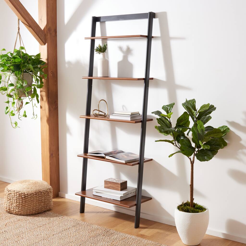 SAFAVIEH Vukica 5-Tier Leaning Etagere Bookcase - 27.6" W x 14" L x 76" H - 28Wx14Dx76H