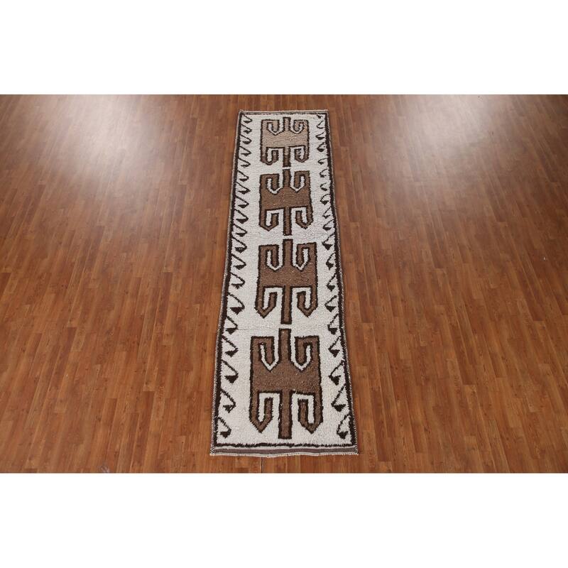 Tribal Anatolian Runner Rug Hand-knotted Wool Carpet - 3'2"x 11'6"