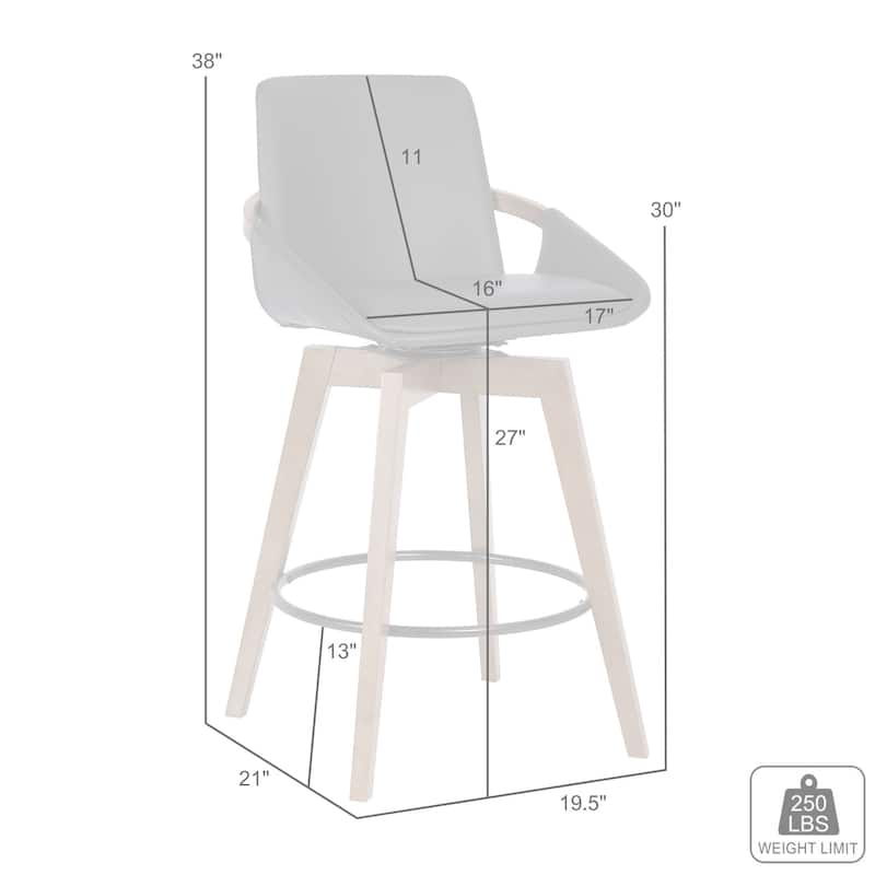 Baylor Mid-Century Swivel Bar Stool, Upholstered Counter Height Chair with Wood Frame