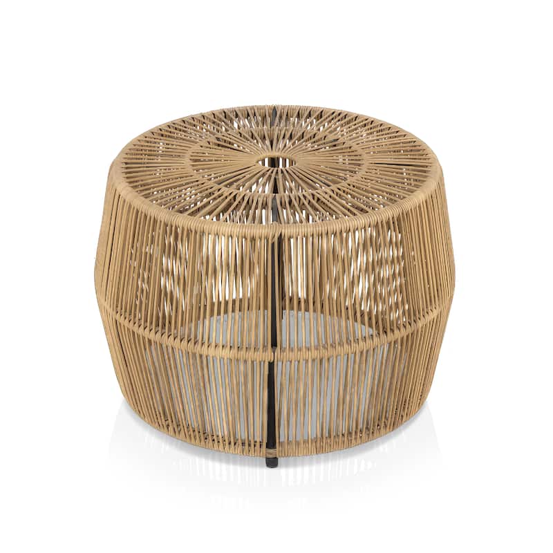 Alia Coastal Natural 22-inch Boho Outdoor Patio Rattan Outdoor Round Coffee Table by M&L Co.