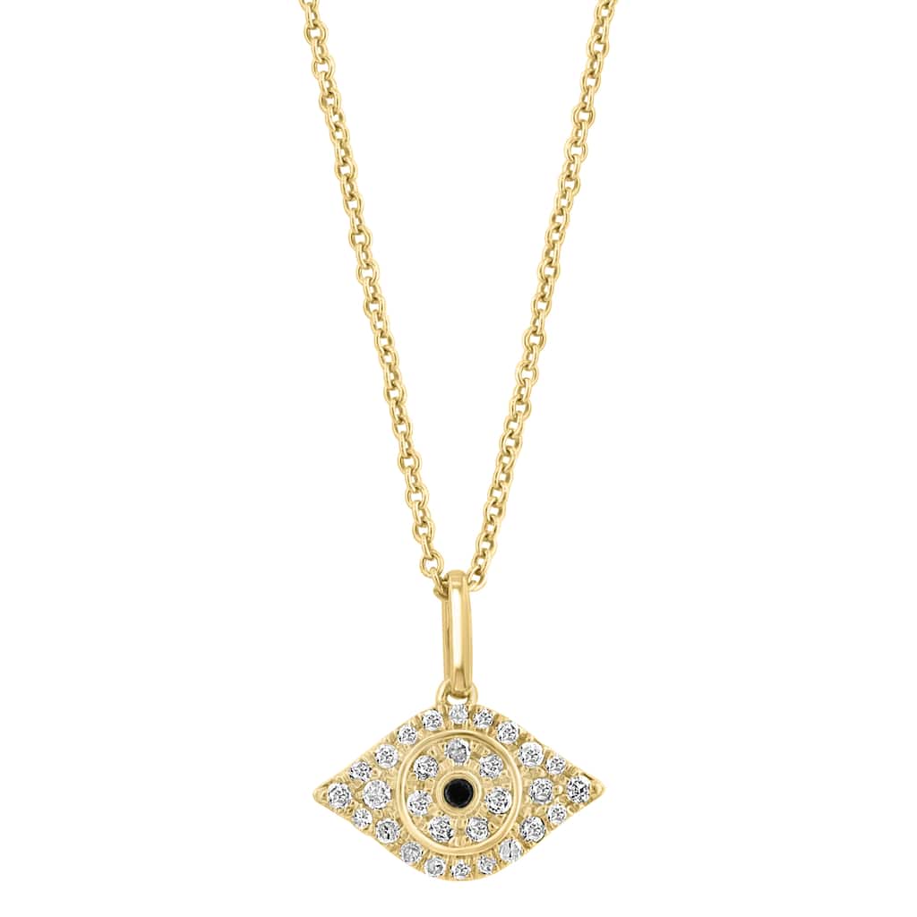 EFFY 925 Silver Diamond,Black Diamond Evil Eye Pendant Necklace