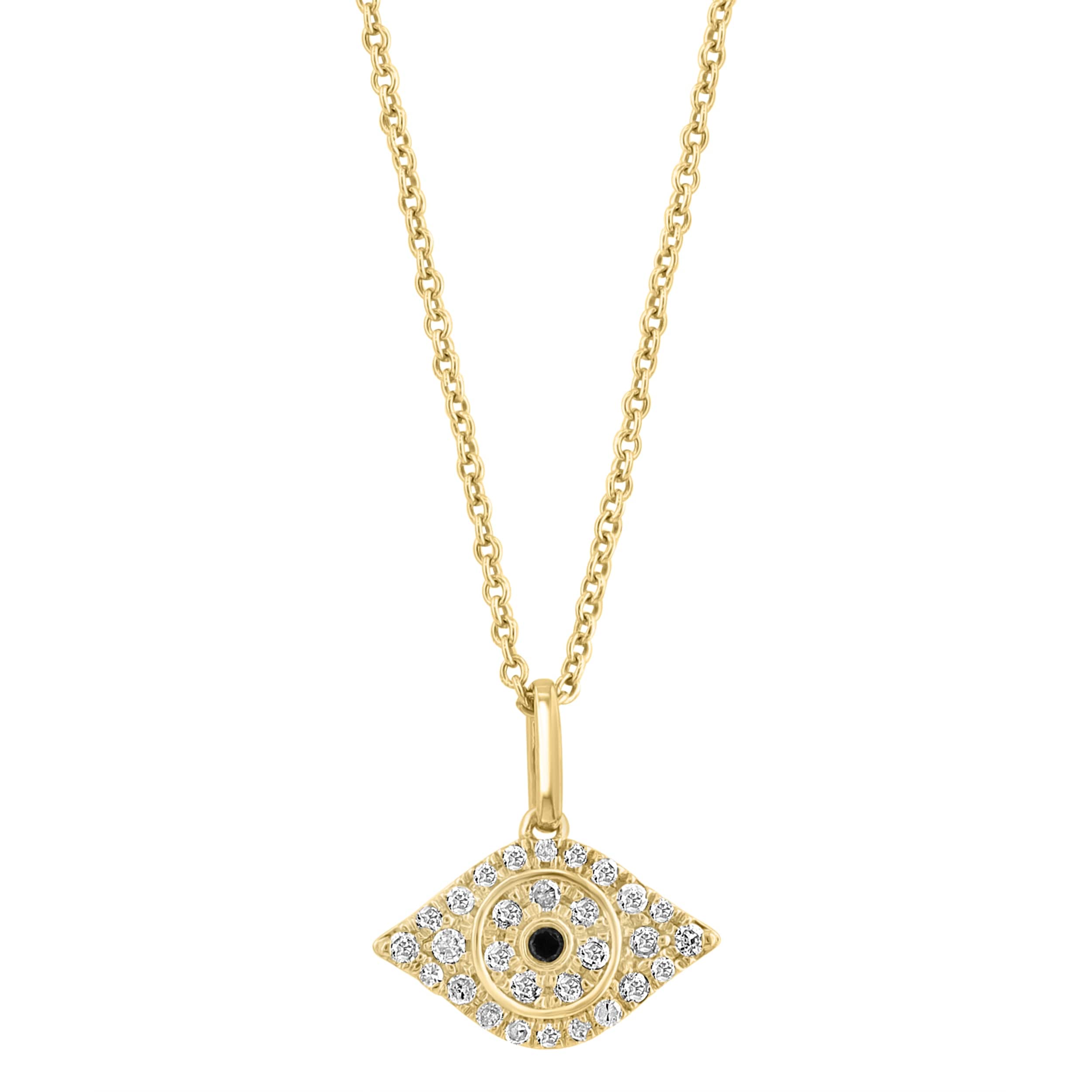 EFFY 925 Silver Diamond,Black Diamond Evil Eye Pendant Necklace
