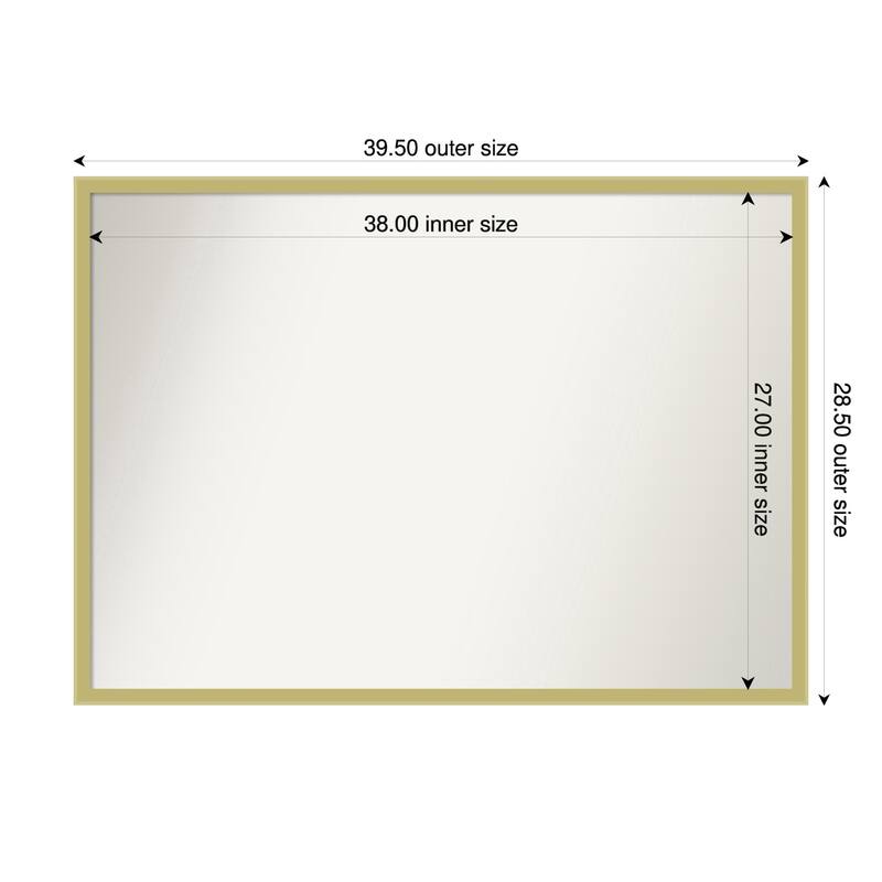 Incline Non-Beveled Wood Framed Wall Mirror - 40 x 29 in - Incline Light Gold
