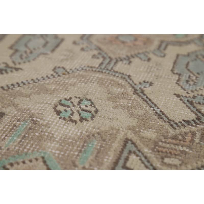 Geometric Beige Tabriz Persian Area Rug Handmade Wool Carpet - 8'0"x 11'0"