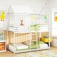 preview thumbnail 2 of 7, Gymax Twin over Twin House Bunk Bed Low-to-ground Bed Frame w/ Roof