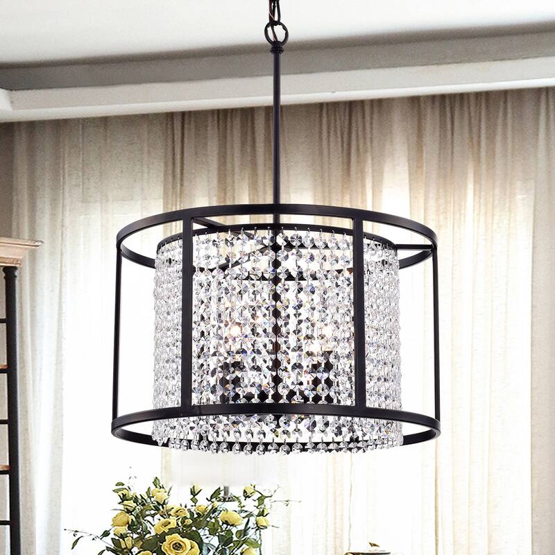 Antique Bronze and Crystal Pendant Ceiling Lamp