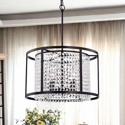Antique Bronze and Crystal Pendant Ceiling Lamp