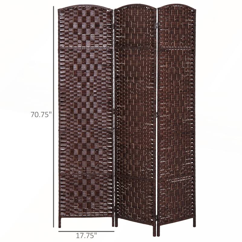 6' Tall Wicker Weave 6 Panel Room Divider Privacy Screen